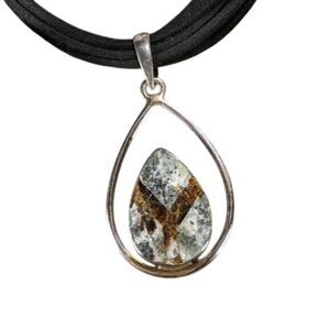 MoonSky Designs Astrophyllite Druzy Pendant Necklace  Silver Black